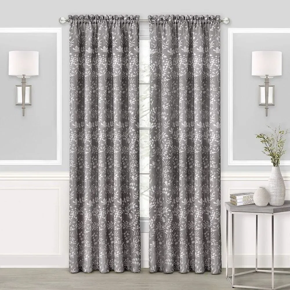 Woven Trends Floral Design Light Filtering Curtains Set, 52 x 84 inches Rod